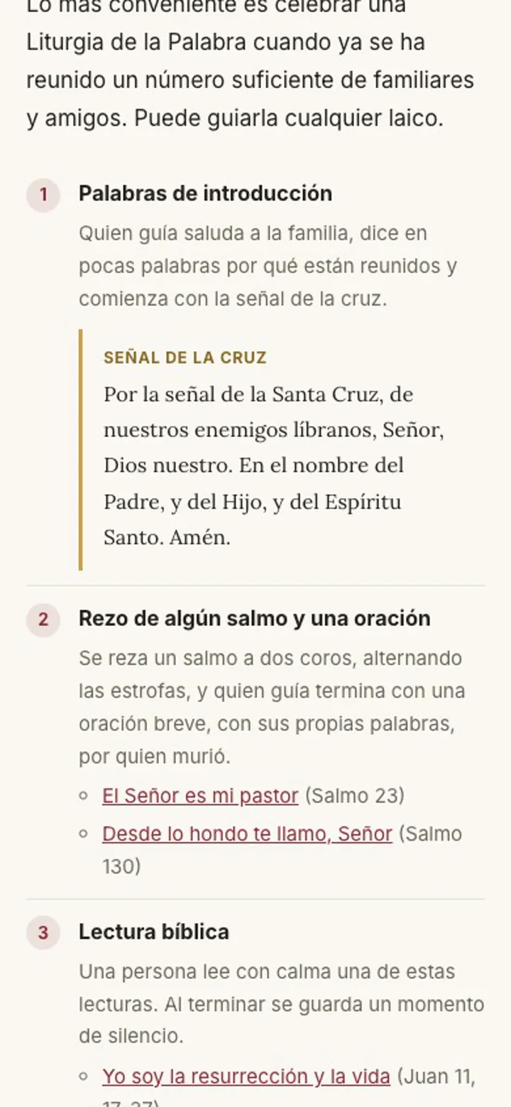 Guía para rezar en un velorio, paso a paso, con la señal de la cruz y los salmos sugeridos